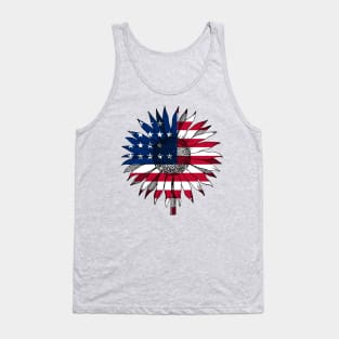 Happy Independence Day Stars&Stripes Sunflower American Flag T SHirt Tank Top